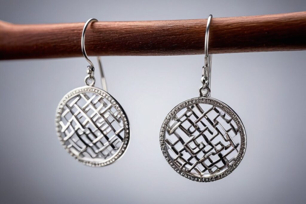 Kolczyki z prostymi, geometrycznymi wzorami